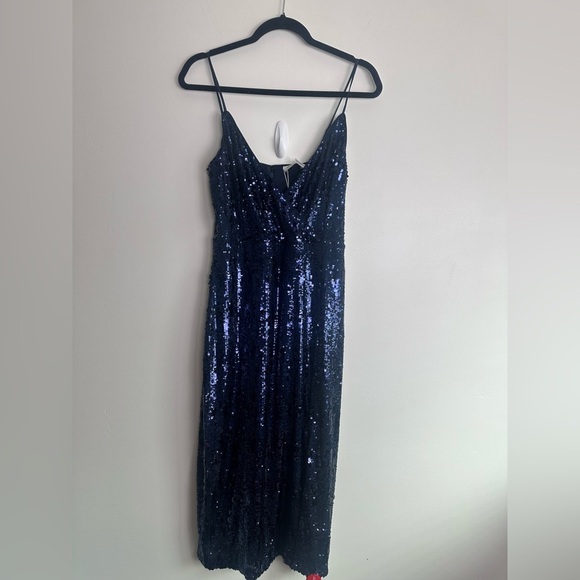 NWT Ramy Brook Leanne Midi Navy Sequin Event Side Slit Dress Size 8 - Picture 2 of 6